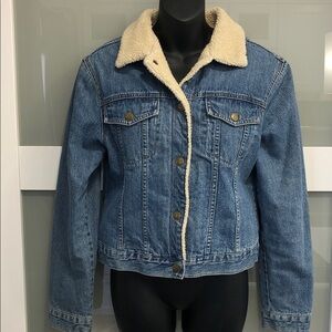 Brody Blue Denim Jacket w/ Sherpa Collar | Size Medium | Quilted Lined